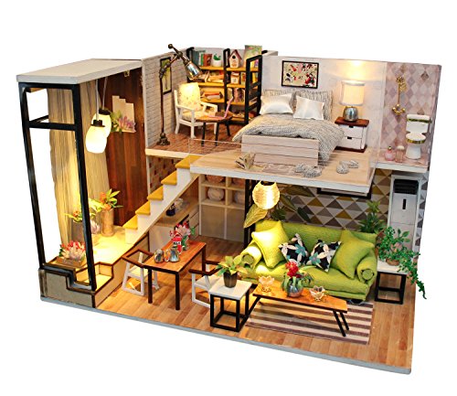 Miniatur Home Building Set - Holz DIY Modellbausatz - 2 Etagen Modell mit LED Licht - DIY Deko Haus - Geschenk für Erwachsene Miniatur Home Building Set - Holz DIY Modellbausatz - 2 Etagen Modell mit LED Licht - DIY Deko Haus - Geschenk für Erwachsene von Minyaturia
