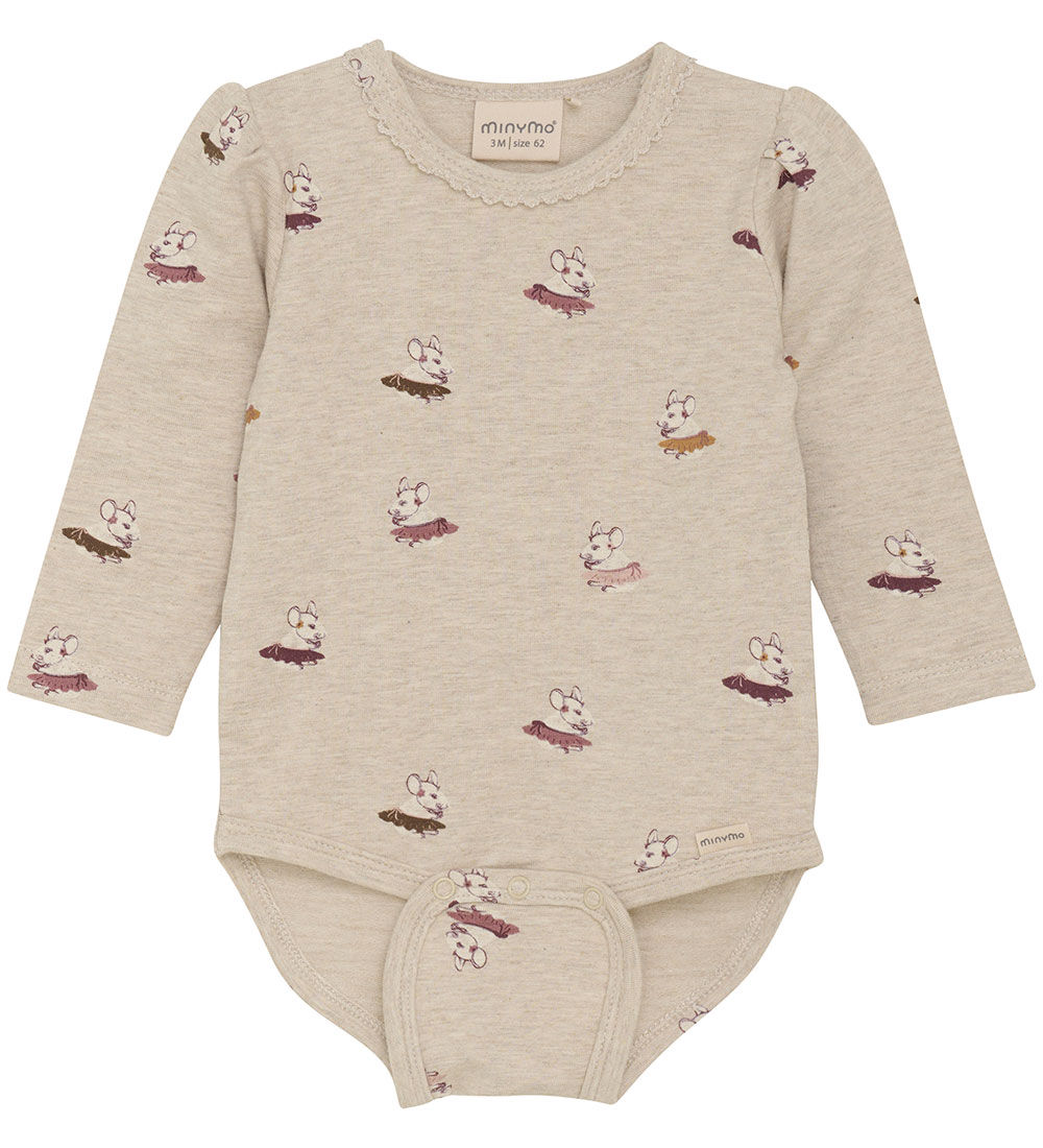 Minymo Body l/ä - Beige Melange - Minymo - 1 Jahr (80) - Body L/Ä von Minymo