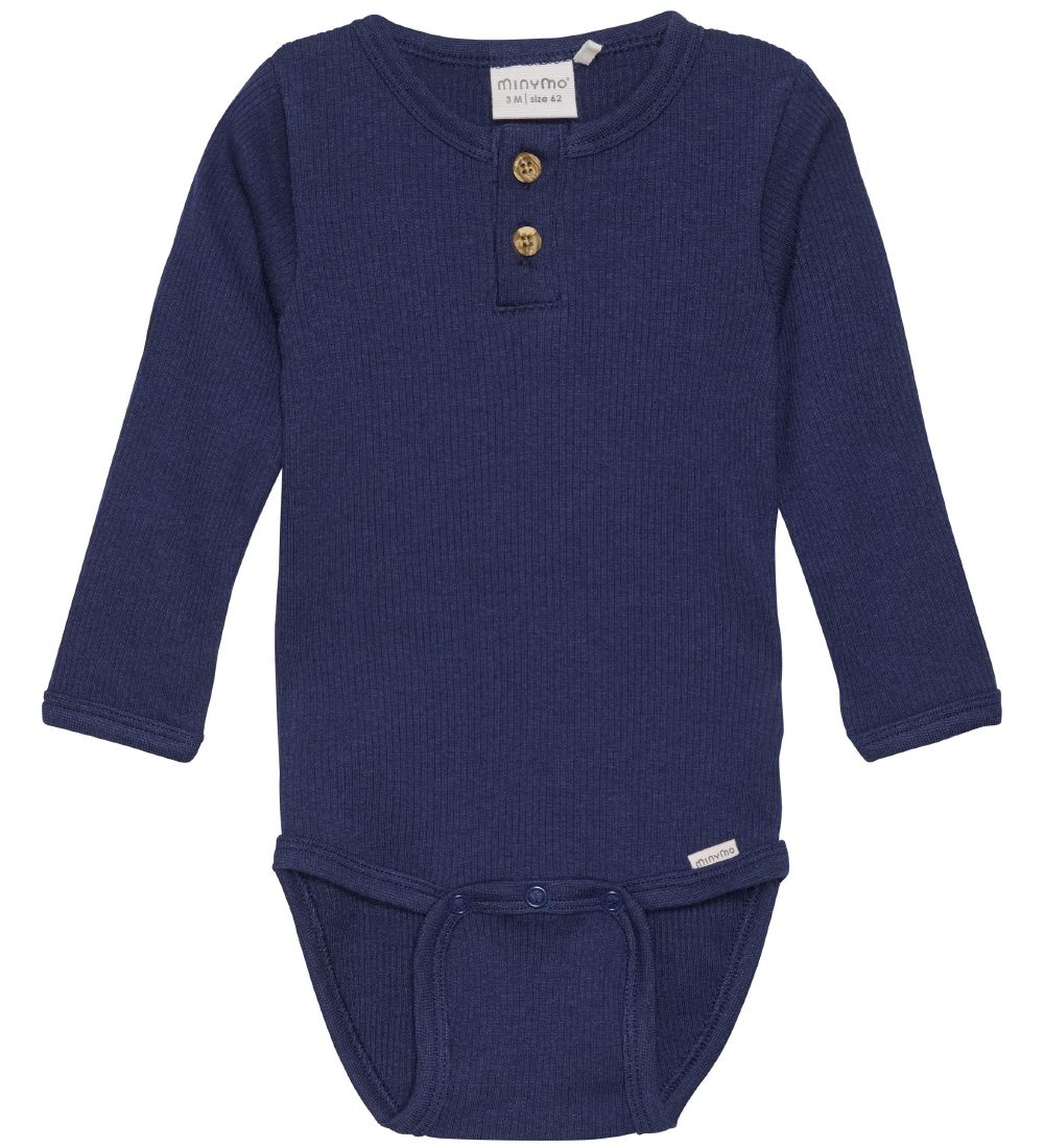Minymo Body l/ä - Rib - Dark Navy - Minymo - 1 Jahr (80) - Body L/Ä von Minymo