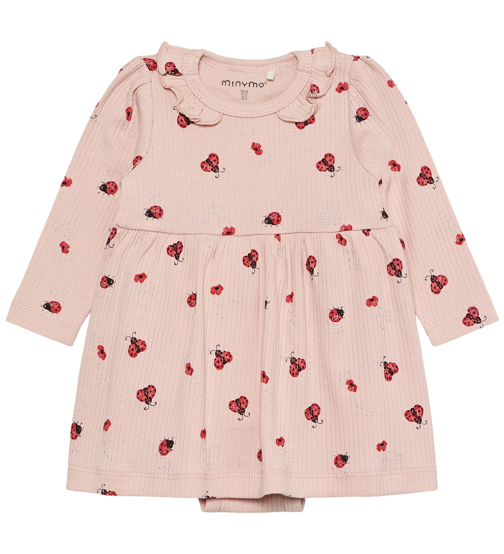 Minymo Bodykleid l/ä - Rib - Peach Peitsche m. Marienkäfer - Minymo - 2 Jahre (92) - Body L/Ä von Minymo