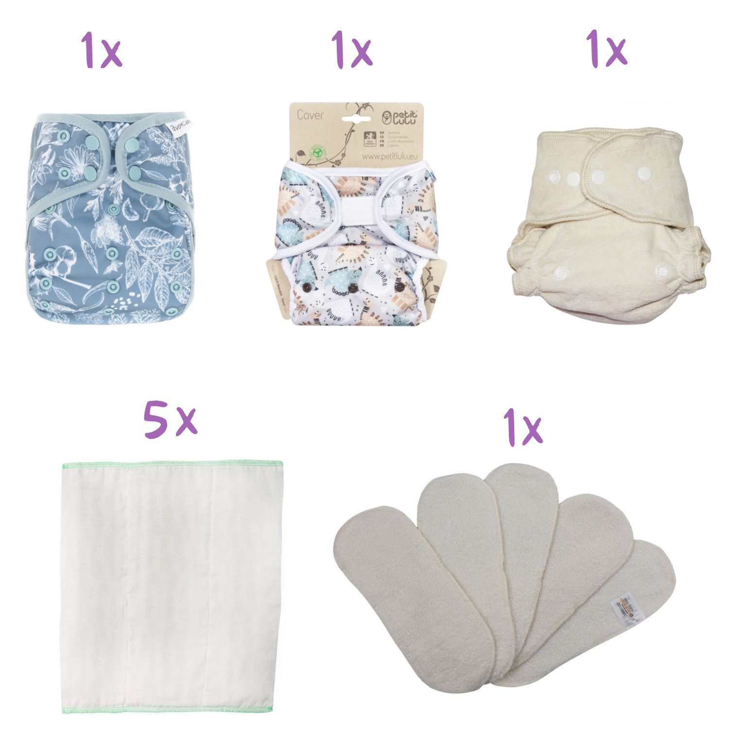 Überhosen und Prefolds One Size Stoffwindel-Testpaket - Überhosen und Prefolds One Size Stoffwindel-Testpaket - von Minzze GmbH