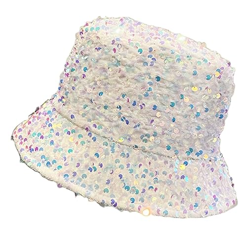 Skiny Pailletten-Hut, für Damen und Herren, Festival, glitzernd, metallisch, Fischermütze, glänzend, Party-Kostüm, Weiss/opulenter Garten, Einheitsgröße Skiny Pailletten-Hut, für Damen und Herren, Festival, glitzernd, metallisch, Fischermütze, glänzend, Party-Kostüm, Weiss/opulenter Garten, Einheitsgröße von MioCloth