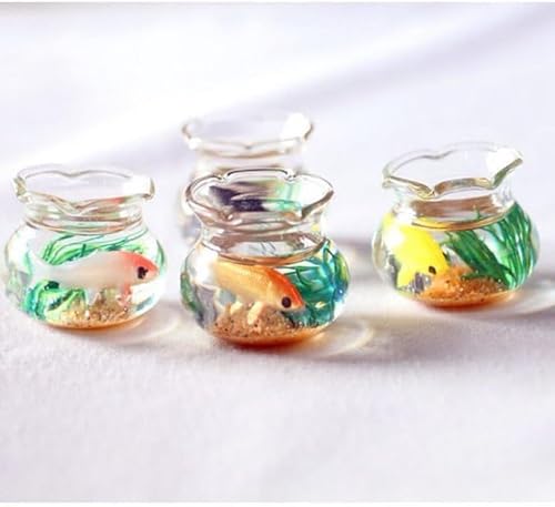 Mini-Fischschale für Aquarien, rund, Kunstharz, Goldfischgras für Puppenhaus, Desktop, Bastelprojekt, Dekoration, Mini-Fischschale, Puppenhaus-Dekor-Zubehör, 2 Stück von Mioaoa