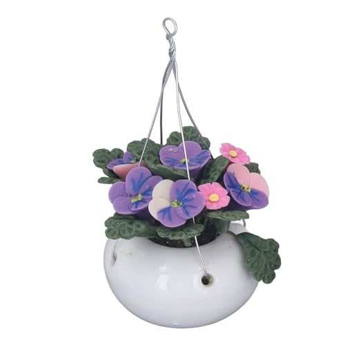 1:12 Miniatur-Puppenhaus-Pflanzen, realistische Mini-Ton, hängende Phalaenopsis-Topfblumen-Modell-Dekoration von Miokycl