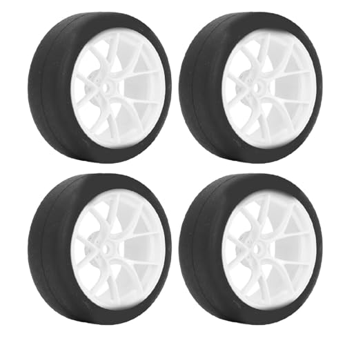 4 Stück 1/10 On Road Räder Reifen Gummi Universal für Tamiya TT01 XV01 RC Car Typ A (weiß) von Miokycl