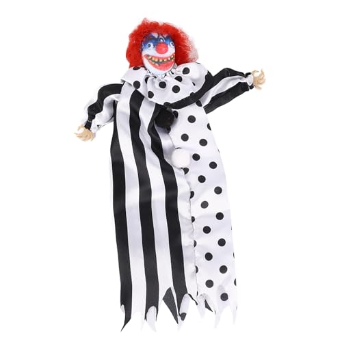 Miokycl Halloween-Clown-Puppe, gruselige, unheimliche Clown-Puppe, Dekoration, hängende Clown-Puppe, Ornament für Horror-Themenaktivitäten (25 x 15 cm) von Miokycl