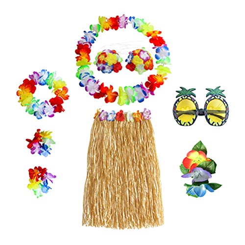 Miokycl Hawaii-Party-Hula-Tanz-Set, Hawaii-Blumengirlande, Strandrock, Handgelenkband, Ananas, Sonnenbrille, Haarspange, Gelb, 8-teilig Miokycl Hawaii-Party-Hula-Tanz-Set, Hawaii-Blumengirlande, Strandrock, Handgelenkband, Ananas, Sonnenbrille, Haarspange, Gelb, 8-teilig von Miokycl