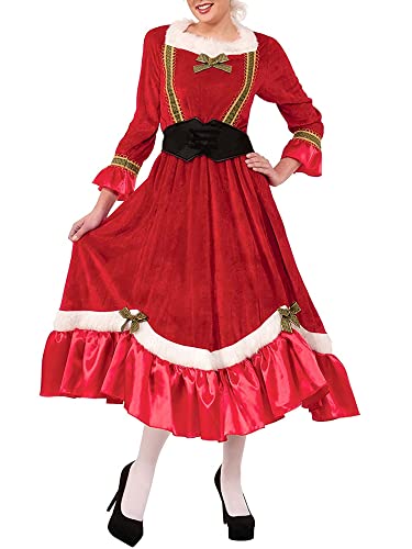 Frauen Cosplay Kostüm Set Dienstmädchen Oma Langarm Kleid mit Hut Schürze für Weihnachten Halloween Rollenspiel (B-Rot, S) von Miolasay