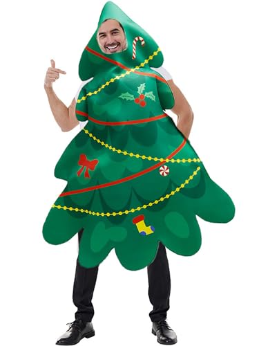 Miolasay Erwachsene Weihnachtskostüme Lustiges Weihnachtsbaum Outfit für Cosplay Maskerade Rollenspiel Party Requisiten (A-Weihnachtsbaum, Einheitsgröße) von Miolasay