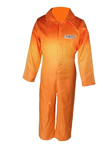 Miolasay Parent-Child Prison Costume Jail Letter Print Long Sleeve Prison Jumpsuit for Adults Toddlers Role-Playing Party Cosplay Outfits (A-Kids Orange, 4-5 Years) von Miolasay