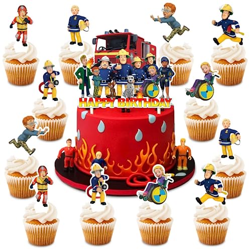 Cake Decoration Fireman Sam Tortendeko Geburtstag Graduation Cake Topper Happy Birthday Tortendekoration kuchendeko für Kinder Geburtstag Baby Shower Kuchen Topper für Kinder Mädchen Junge von Miotlsy