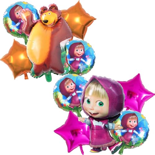 Masha and the Bear Party Supplies Miotlsy 10 Stück Mascha und der Bär Folienballon für Kinderparty Bär Ballondekoration, Cupcake Topper, Aluminiumfolienballons Masha and the Bear Party Supplies Miotlsy 10 Stück Mascha und der Bär Folienballon für Kinderparty Bär Ballondekoration, Cupcake Topper, Aluminiumfolienballons von Miotlsy