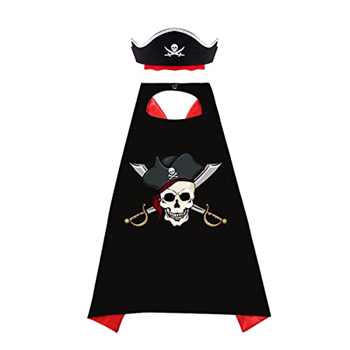 Miotlsy Children's Halloween Costume,Piratenmantel Cape with Hat Maske, for Boys Girls Cosplay Party Spielzeug & Geschenke für Kindergeburtstag Halloween oder Schädel Umhang von Miotlsy