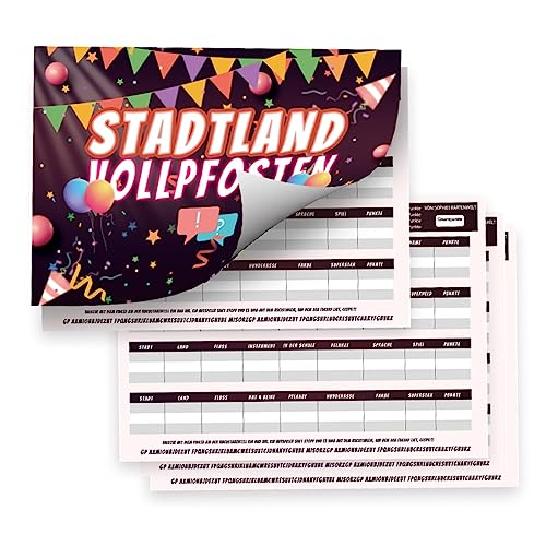 Miotlsy Innovatives Stadt Land Fluss Gesellschaftsspiel, Party Edition, Stadt Land Fluss für Lustiges Gesellschaftsspiel für Feiern und Spaß mit Freunden von Miotlsy