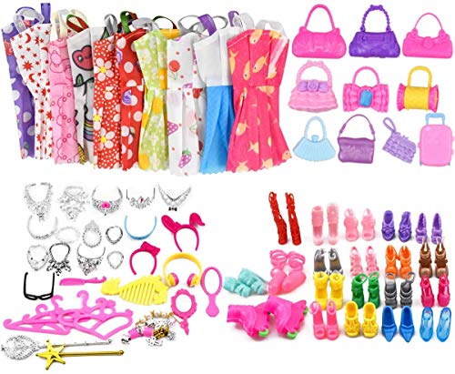 Miotlsy Kleidung Accessories für Barbie Puppen 20 Set Kleid Dress 30 Stück Schmuckzubehör erhalten Halskette Spiegel Kleiderbügel 20 Paar Schuhe und 10Pcs Handtasche für 11,5 Zoll Mädchen Puppen Miotlsy Kleidung Accessories für Barbie Puppen 20 Set Kleid Dress 30 Stück Schmuckzubehör erhalten Halskette Spiegel Kleiderbügel 20 Paar Schuhe und 10Pcs Handtasche für 11,5 Zoll Mädchen Puppen von Miotlsy
