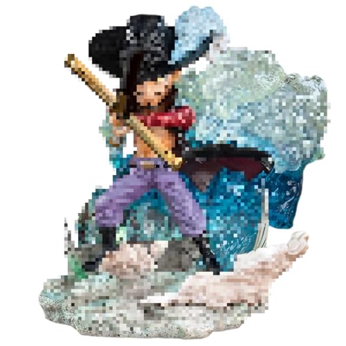 Miotlsy Mihawk Figur 11 CM Mihawk Actionfiguren Spielzeug Seven Warlords of the Sea Dracule Mihawk Q-Version Figuren für Kinder Spielzeugpuppe Geschenk Anime Fans Geschenk Geburtstag von Miotlsy