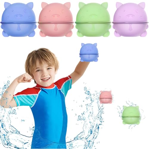 Wasserbomben Wiederverwendbar Selbstschließend, 4 Stück Magnetisch Silikon Wasserballons Bunte Wasserball, Pool Strand Spielzeug Draußen Outdoor für Kinder, Weich & Haltbar Wasserbomben Wiederverwendbar Selbstschließend, 4 Stück Magnetisch Silikon Wasserballons Bunte Wasserball, Pool Strand Spielzeug Draußen Outdoor für Kinder, Weich & Haltbar von Miotlsy