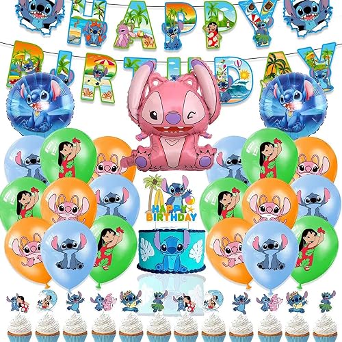Sitch Party Supplies,Stich Geburtstag Party Dekorationen,enthält Sttch Cupcake Toppers,Banner Sttch Theme Kuchen Dekor von Miotlsy