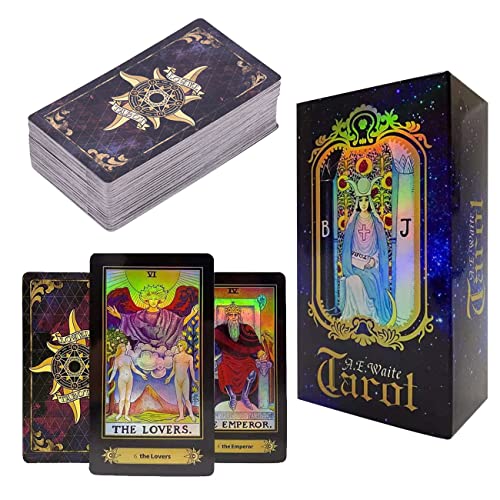 Tarot Cards Set with Colorful Box 78 Tarot-Karten Hologramm-Papier Flash Witch Tarot-Karten Deck Klassisch Englisch Future Telling Game Divination Card Interaktives Brettspiel für Anfänger Brettspiel Tarot Cards Set with Colorful Box 78 Tarot-Karten Hologramm-Papier Flash Witch Tarot-Karten Deck Klassisch Englisch Future Telling Game Divination Card Interaktives Brettspiel für Anfänger Brettspiel von Miotlsy