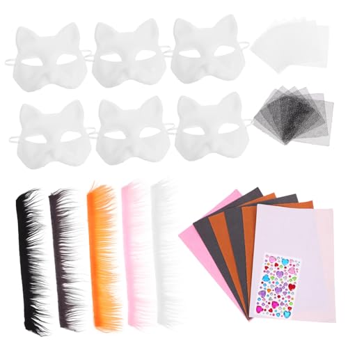 Mipcase 1 Satz Katzenmasken-Set Tiermaske Katzenmaske selber machen Tier-Maskerade-Maske Katzenmasken aus Papier halbe Katzenmaske DIY Tier-Cosplay-Maske Katzenmaskenbasen Plastik Mipcase 1 Satz Katzenmasken-Set Tiermaske Katzenmaske selber machen Tier-Maskerade-Maske Katzenmasken aus Papier halbe Katzenmaske DIY Tier-Cosplay-Maske Katzenmaskenbasen Plastik von Mipcase