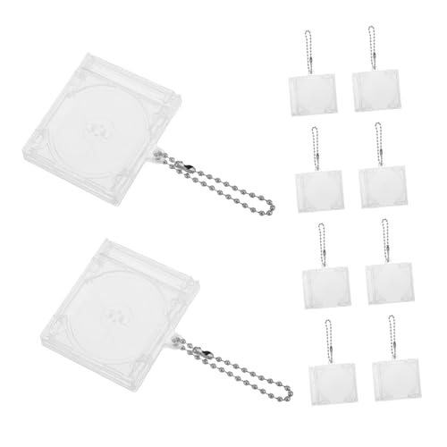 Mipcase 10 Stück Schulbeutel Anhängerbox CD-Jewel-Case CD-DVD-Hülle Schlüsselbund für Rucksack Klare CD-Hülle Mini-Album-Schlüsselanhänger Mini-CD-Hülle Abs Transparent von Mipcase