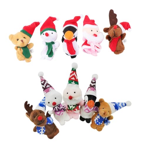 Mipcase 10 Stück Teiliges Niedliche Fingerpuppen aus Stoff Weihnachtliche Tier Fingerfiguren für Kleinkinder Spielerisches Geschichtenerzählen und Eltern Junge Mädchen Bindung Xmas von Mipcase