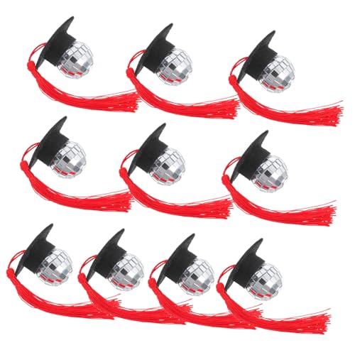 Mipcase 10 Stück kleiner Cupcake-Topper Kappendekorationen für den Abschluss Abschlusskappendekorationen Tortenaufsatz mit Abschlusskappe Mini -Abschlusskappe Cupcake Topper Filzstoff rot von Mipcase
