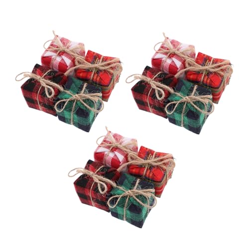 Mipcase 12 Stück Teiliges Mini Geschenkbox Langlebige Weihnachtsanhänger für Tischdeko Puppenhaus Dekoration Festliche Hängende Geschenkboxen in Blau Grün Rot Weiß Rot Schwarz Grün von Mipcase