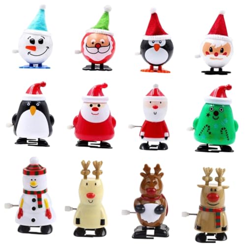 Mipcase 12 Stück Teiliges Mini Weihnachtsmann Aufziehspielzeug Lustige Mechanische Weihnachtsdeko ohne Batterie Leichte Kleine Figuren für Erwachsene Kreative Xmas Geschenkidee von Mipcase