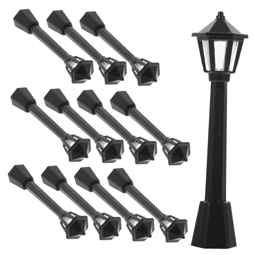Mipcase 12 Stück Teiliges Miniatur Straßenlampen aus Kunststoff Lebensechte Gartenlaternen für Puppenhäuser Mini Dekolampen für Kleine Landschaften und Modellbau Geeignet für DIY und von Mipcase