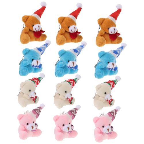 Mipcase 12 Stück Teiliges Plüschbären Schlüsselanhänger Kuscheltiere Anhänger Weiche Stofftier Dekoration für Rucksack und Weihnachtsgeschenke Niedliche Hängende Anhänger von Mipcase