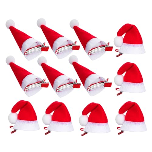 Mipcase 12 Stück Teiliges Weihnachtsmütze Haarschmuck für Mädchen Niedliche Haarspangen aus Plüsch und Legierung Weihnachtliche Haarclips für Party Karneval Cosplay und Bühnenauftritte von Mipcase