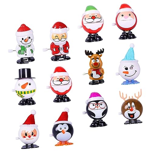Mipcase 12 Stück Teiliges Wind Up Weihnachtsmann aus Kunststoff Lustige Mechanische Accessoires Niedliche Aufziehbare Laufspielzeuge und Deko für Weihnachten von Mipcase