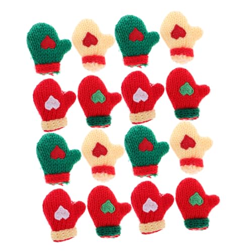 Mipcase 16 Stück Miniatur Gestrickte Weihnachts Handschuhe Teiliges Bunte Kleine Fäustlinge aus Plüsch Handgefertigte Mini Handschuh Deko für Puppenhäuser Weihnachtsbaum und DIY Ornamente von Mipcase