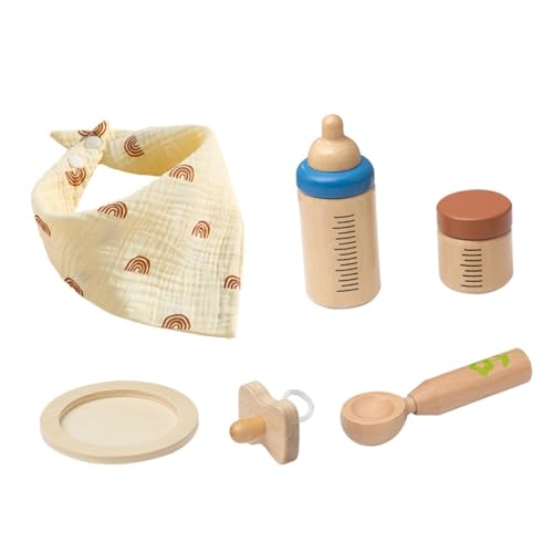 Mipcase 1Satz Holzflaschen Fütterungsset für Holz für Rollenspiele Fantasievolles und Soziale Fähigkeiten Pädagogisches für Kleinkinder von Mipcase