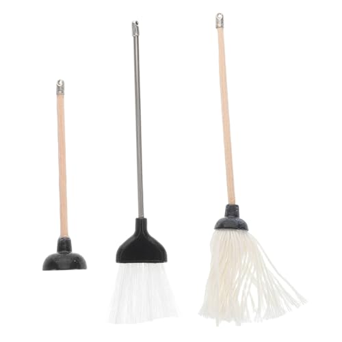 Mipcase 1Satz Reinigungszubehör Set für Puppenhaus Teiliges Set mit Mop Besen für Realistische Badezimmer Szenen für Dollhouse Dekoration von Mipcase