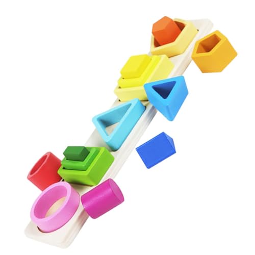 Mipcase 1Satz Sortier und Stapelspielzeug aus Holz für Kleinkinder Geometrisches Formpuzzle Feinmotorik Farberkennung und Formerkennung für Kindergarten von Mipcase