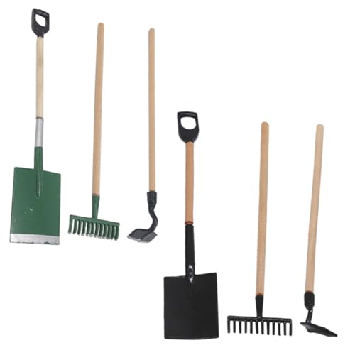 Mipcase 2 Sätze Mini Gartenwerkzeug Miniatur Eisenrechen Grün Schwarz Puppenhaus Zubehör Dekoratives Miniatur Werkzeug für Desktop Hausdeko von Mipcase
