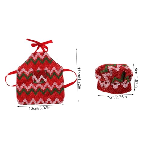 Mipcase 2 Sätze Teiliges Puppenbekleidungsset Weihnachten Mini Schürze und Kochmütze für Puppen Weiches Stoffmaterial Strapazierfähige DIY Puppenkleidung Festliches Outfit für Puppenhaus von Mipcase