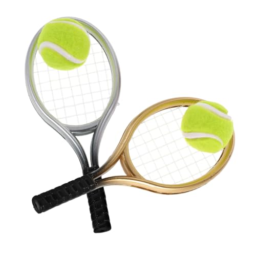 Mipcase 2 Sets Dollhouse Accessoires Miniaturen Sport Tennisschläger Und Ball Set Für Mini Dollhouse Cake Topper Landscape Craft Project Dekoration von Mipcase