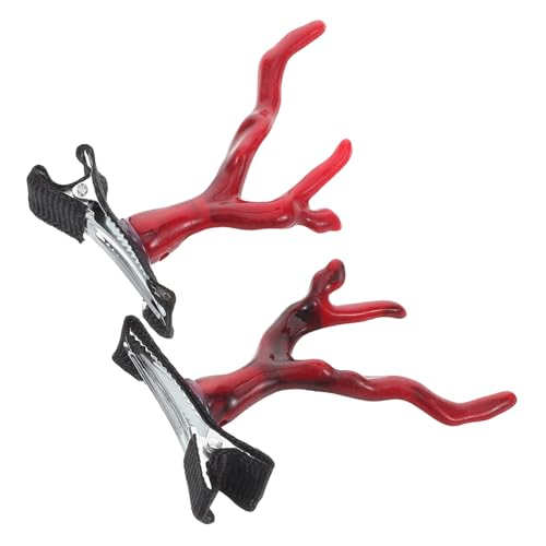 Mipcase 2 Stück Longjiao Kopfschmuck Haarzubehör Drachenkrallen Mondneujahr Haarspangen Drachenhörner Barrettes Für Frauen Charms Anclipsen Dragon Retro Haarnadeln Rot Harz von Mipcase