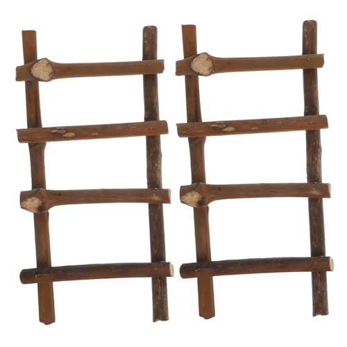Mipcase 2 Stück Mikro-Landschaftsleiter Mini-Gartenleiter Landschaftsleiterstütze Miniatur-Hausleiter Puppenhaus-Ornament Mini Möbel Leiter für Puppenhaus Rattan Coffee von Mipcase