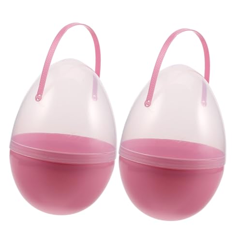 Mipcase 2 Stück Ostereier Ostereibehälter Osterei Schale Ostern gefüllte Eier Halloween-Eier aus Kunststoff befüllbar Plastikeier befüllbar Osterbehälter pp Rosa von Mipcase
