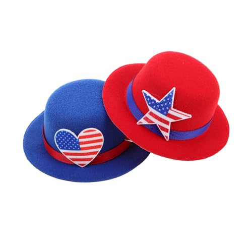 Mipcase 2 Stück Patriotischer Unabhängigkeitstag Hut für Mensch und Haustier Amerikanische Flagge Foto Requisiten Kleine mit Elastischem Band und Clip für Party und Fotografie von Mipcase