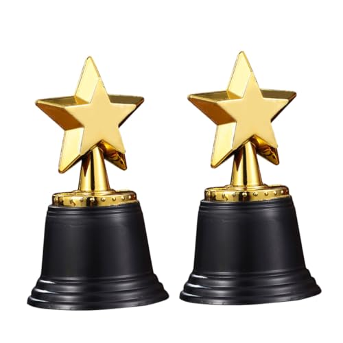 Mipcase 2 Stück Sporttrophäe Feiertagstrophäe Trophäenpreis Feier-trophäen-requisite Jubeltrophäe Trophäenornament Sterntrophäe Aus Kunststoff Mini Gold Award Trophy Cup Plastik von Mipcase