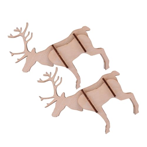 Mipcase 2 Stück Teiliges Holzpuzzle Hirsch DIY Bausatz Pädagogisches Holzspielzeug für Hand Auge Koordination Konzentration Kreative Bastelarbeit Geschenkidee von Mipcase