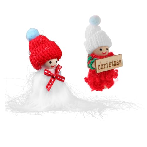 Mipcase 2 Stück Teiliges Puppenhaus Zubehör Weihnachtsdekoration Miniatur Puppen Boy Girl mit Farbigen Schleifen für DIY Szenen und Baum Schmücken Zufällige Farbe Zufällige Farbe von Mipcase