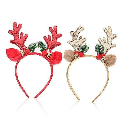 Mipcase 2 Stück Weihnachtliches Elchgeweih Stirnbänder mit Pailletten in Rot und Gold Festliche Haarbänder für Damen Leichtes Bequemes Weihnachtsaccessoire für Party und Alltag Mipcase 2 Stück Weihnachtliches Elchgeweih Stirnbänder mit Pailletten in Rot und Gold Festliche Haarbänder für Damen Leichtes Bequemes Weihnachtsaccessoire für Party und Alltag von Mipcase