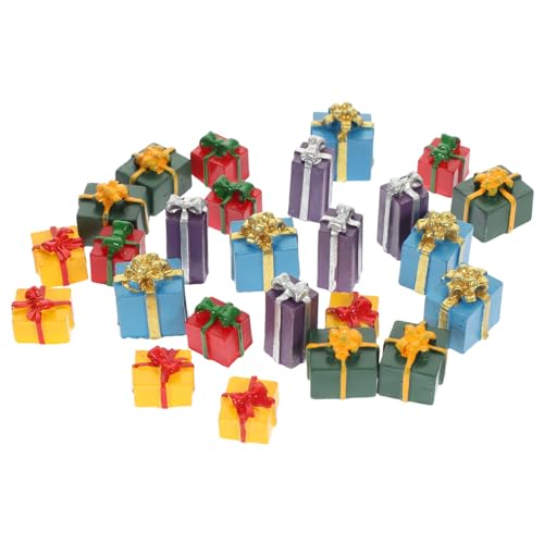 Mipcase 25 Stück Teiliges Mini Geschenkbox aus Resin Bunte Miniatur Geschenkboxen für Puppenhaus Dekoration Handliche Weihnachtsdeko und DIY Bastelzubehör Leicht und Platzsparend für von Mipcase