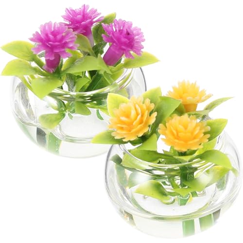 Mipcase 2Stücke Bonsai Zubehör Puppenhaus Dekoration mit Künstlichen Pflanzen Kleine Bonsai Modelle für Puppenhäuser Realistische Mini Pflanzen für Kreative Gestaltung von Mipcase